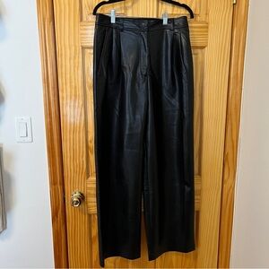 Aritzia Babaton Black Leather Straight Leg High Waisted pants size 10
